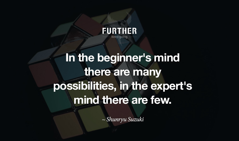 In the beginner's mind there are many possibilities, in the expert's mind there are few. ~ Shunryu Suzuki