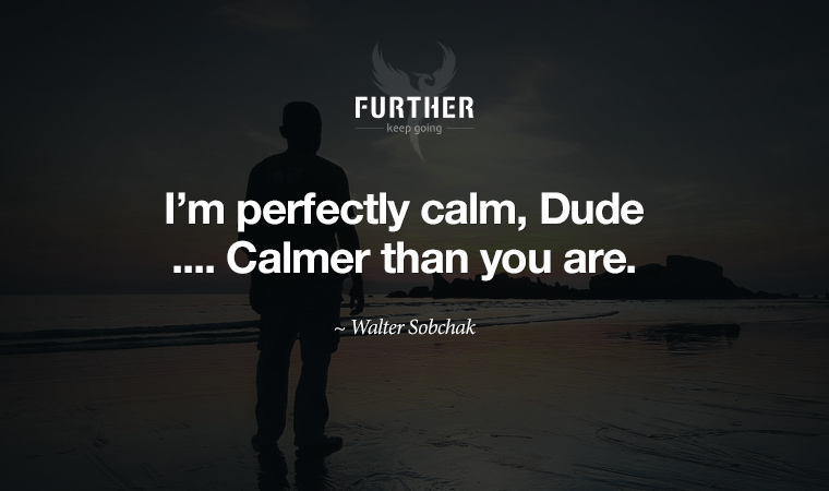 I’m perfectly calm, Dude ... Calmer than you are. ~ Walter Sobchak