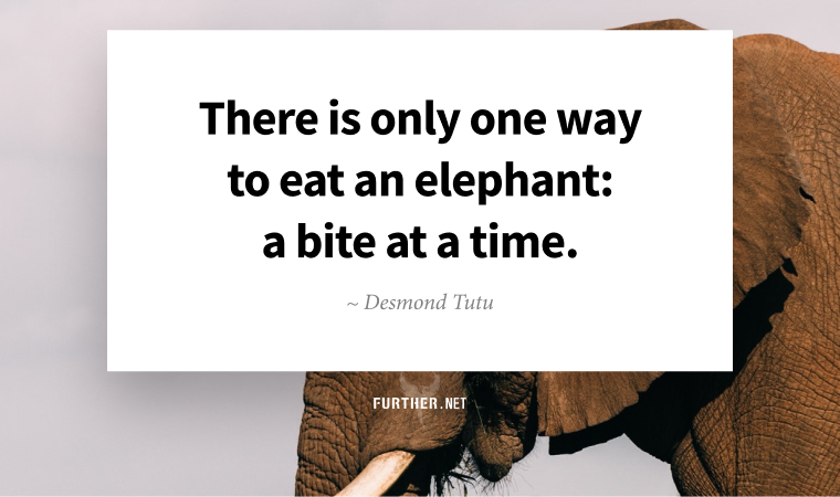 There is only one way to eat an elephant: a bite at a time. ~ Desmond Tutu