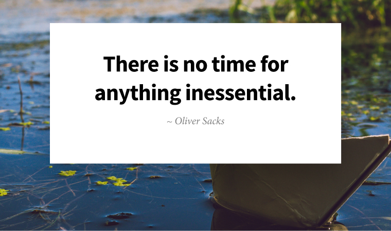 There is no time for anything inessential. ~ Oliver Sacks