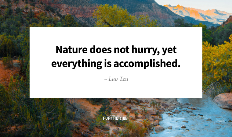 Nature does not hurry, yet everything is accomplished. ~ Lao Tzu