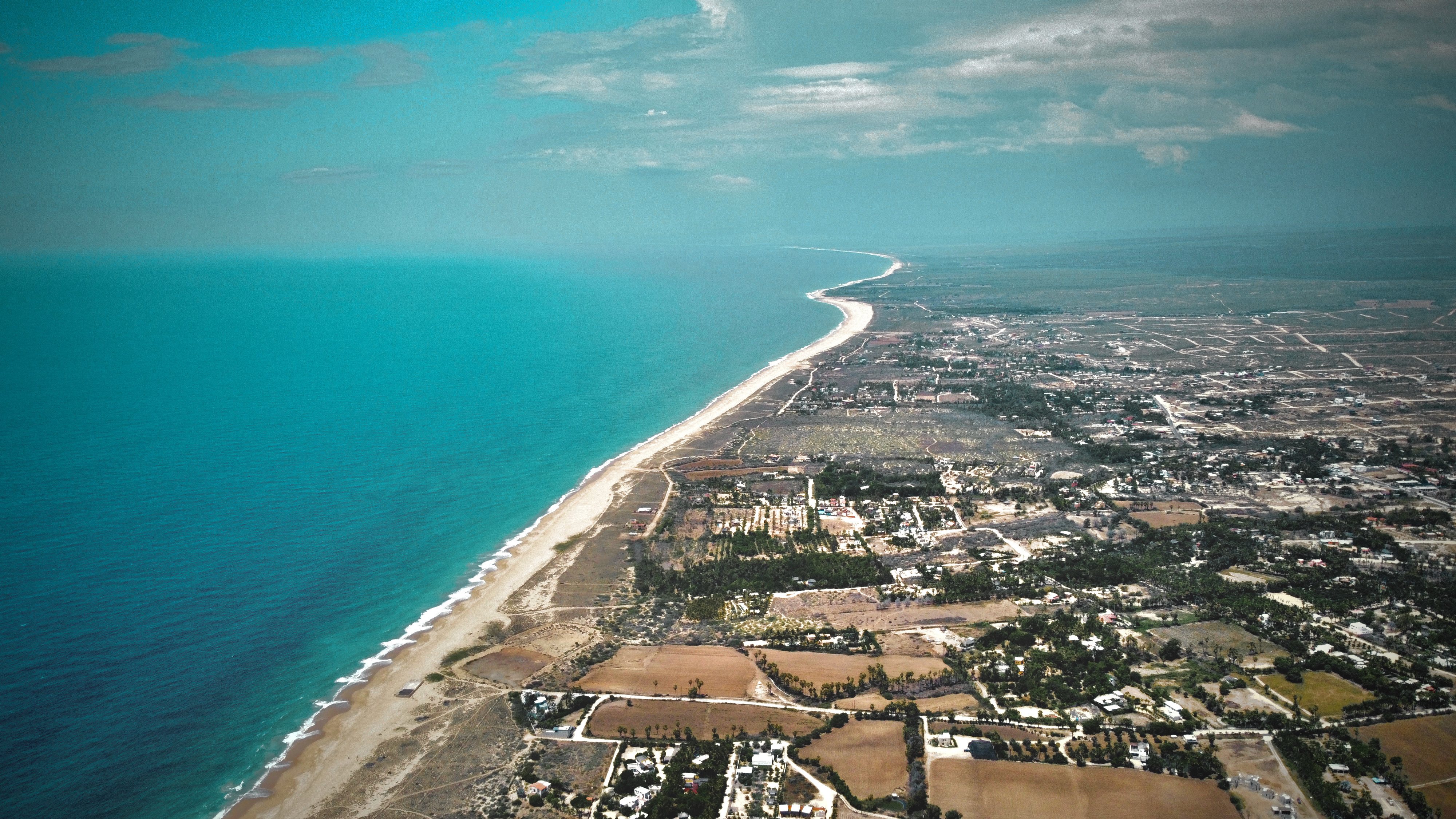 Aerial view of beach in Todos Santos, Baja Sur, Mexico