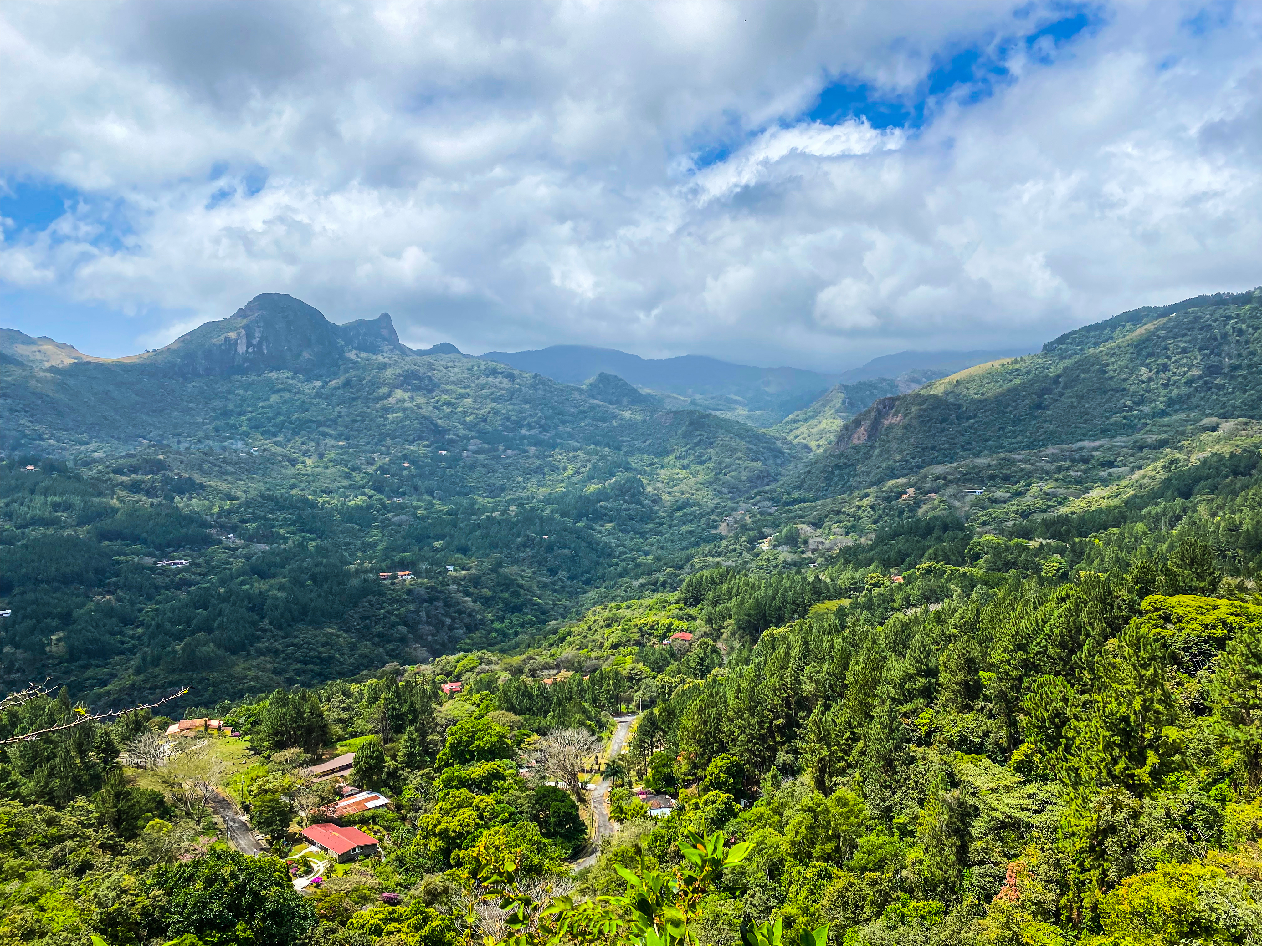 Scenic view of beautiful forested valley with mountains in background in Panama